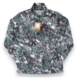 The North Face 24/7 1/4 Zip Tee Pullover Mens Medium Green Camo Lightweight NWT
